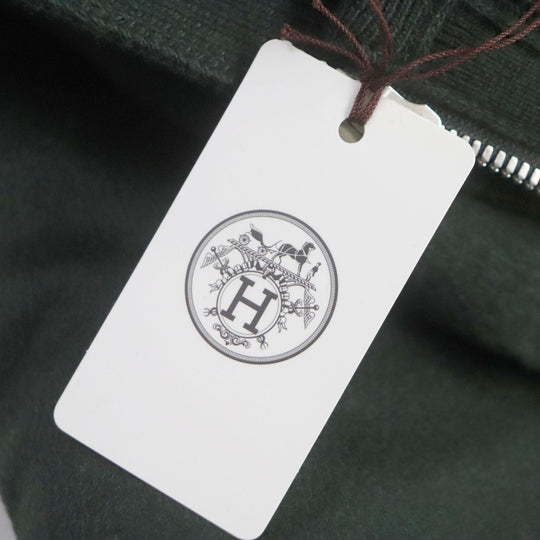 HERMES Down jacket Main: 100% cashmere, Lining: 100% cupra, Filling: 90% down, Filling: 10% feather, Knitted part: 66% wool, 28% cashmere, 5% nylon, 1% polyurethane green mens 46 Used Authentic