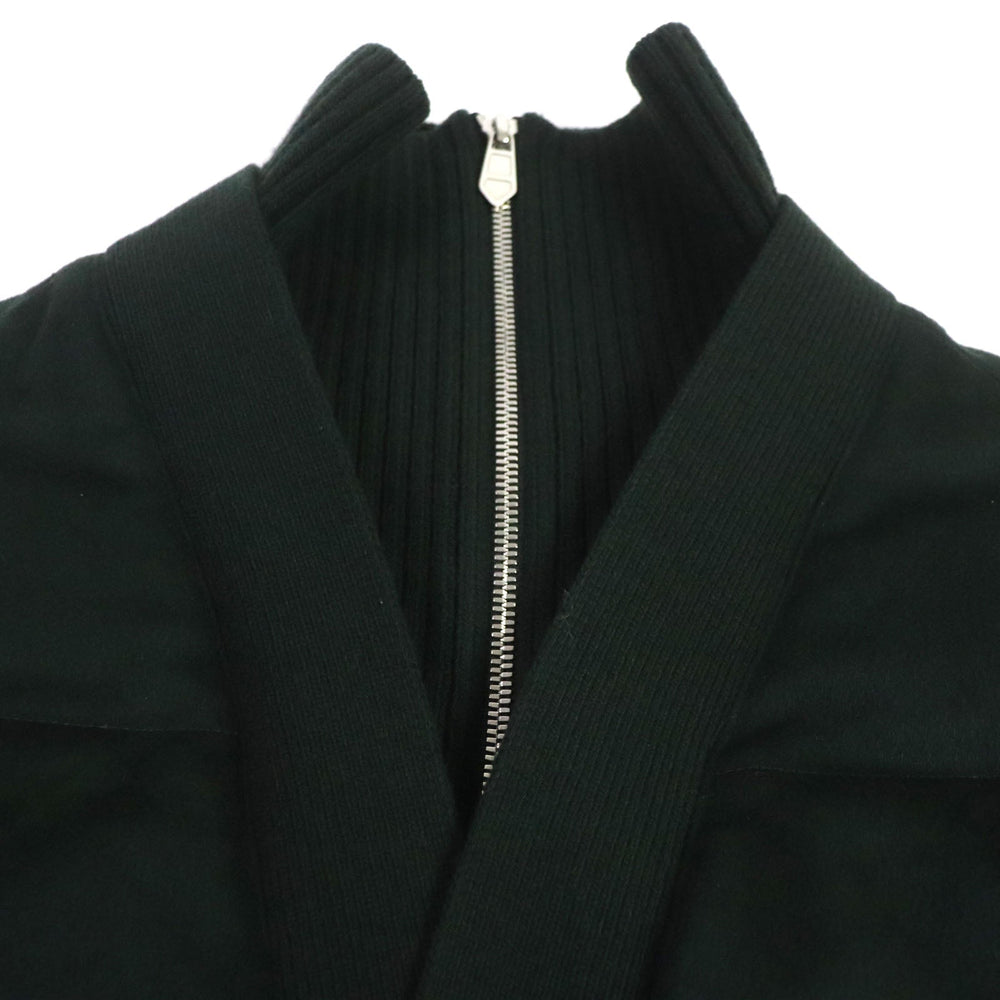 HERMES Down jacket Main: 100% cashmere, Lining: 100% cupra, Filling: 90% down, Filling: 10% feather, Knitted part: 66% wool, 28% cashmere, 5% nylon, 1% polyurethane green mens 46 Used Authentic