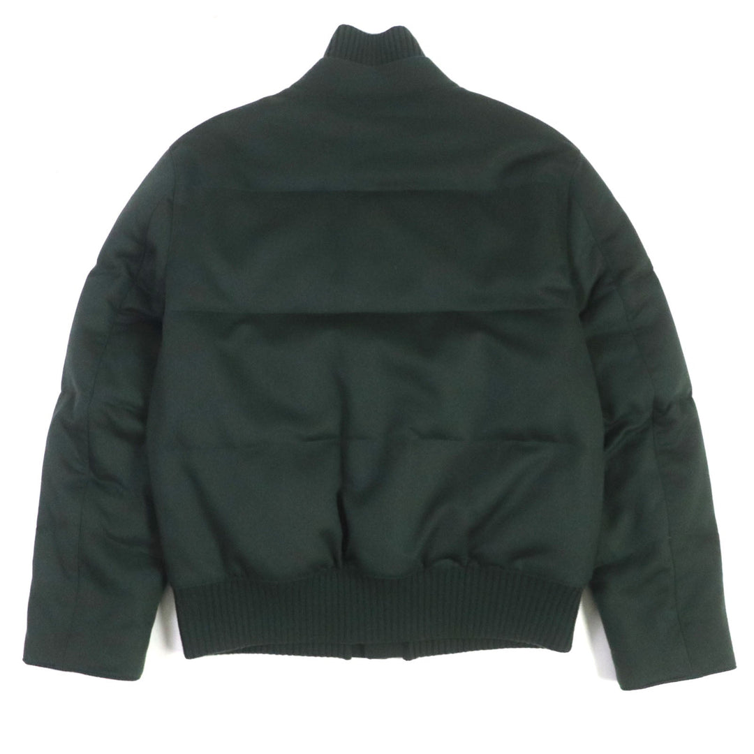 HERMES Down jacket Main: 100% cashmere, Lining: 100% cupra, Filling: 90% down, Filling: 10% feather, Knitted part: 66% wool, 28% cashmere, 5% nylon, 1% polyurethane green mens 46 Used Authentic