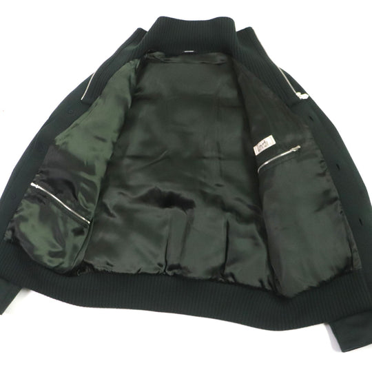 HERMES Down jacket Main: 100% cashmere, Lining: 100% cupra, Filling: 90% down, Filling: 10% feather, Knitted part: 66% wool, 28% cashmere, 5% nylon, 1% polyurethane green mens 46 Used Authentic