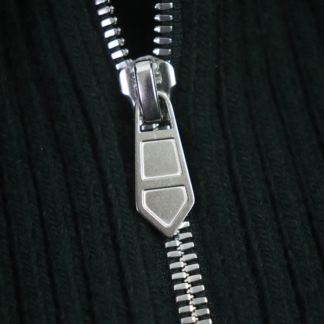HERMES Down jacket Main: 100% cashmere, Lining: 100% cupra, Filling: 90% down, Filling: 10% feather, Knitted part: 66% wool, 28% cashmere, 5% nylon, 1% polyurethane green mens 46 Used Authentic