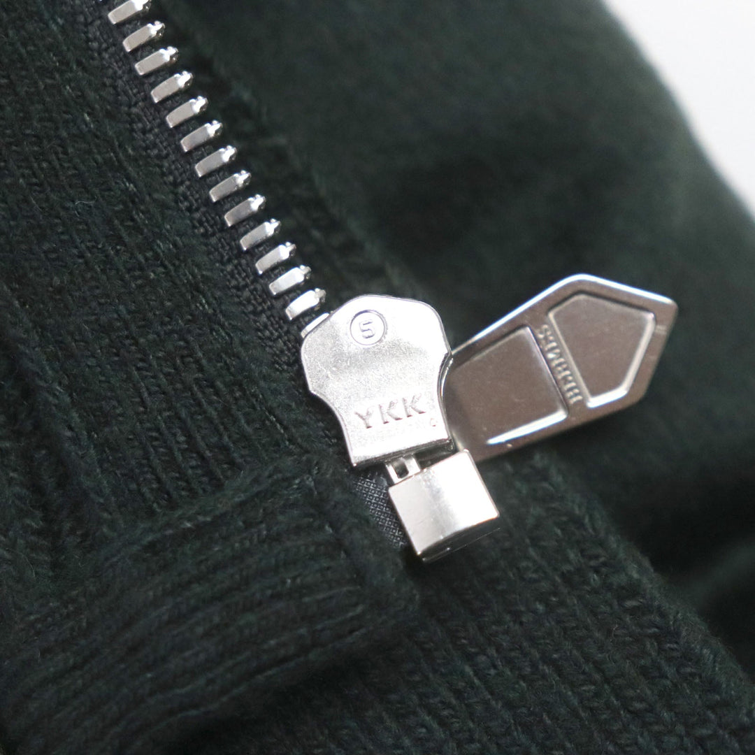 HERMES Down jacket Main: 100% cashmere, Lining: 100% cupra, Filling: 90% down, Filling: 10% feather, Knitted part: 66% wool, 28% cashmere, 5% nylon, 1% polyurethane green mens 46 Used Authentic