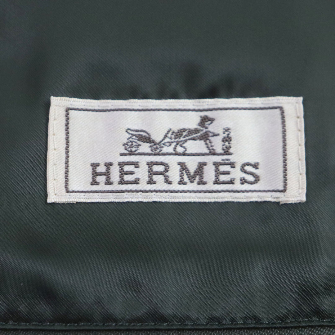HERMES Down jacket Main: 100% cashmere, Lining: 100% cupra, Filling: 90% down, Filling: 10% feather, Knitted part: 66% wool, 28% cashmere, 5% nylon, 1% polyurethane green mens 46 Used Authentic