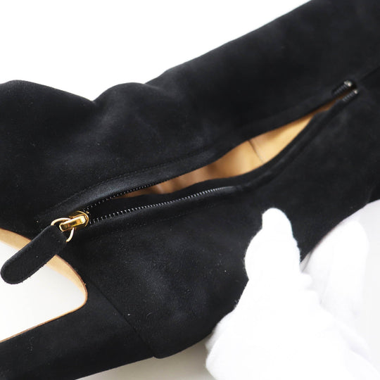 CHANEL Knee high boots Main: Suede black Women 36 Used Authentic