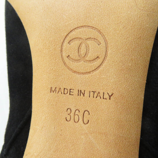 CHANEL Knee high boots Main: Suede black Women 36 Used Authentic