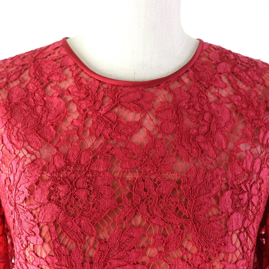 VALENTINO one piece Outer: 77% cotton, Outer: 17% rayon, Outer: 6% nylon, Lining: 96% polyester, Lining: 4% polyurethane Red Women 42 Used Authentic