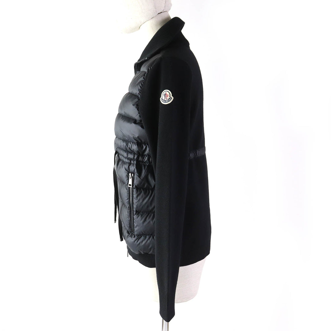 MONCLER Down jacket Main: 100% wool, Filling: 90% down, Filling: 10% feather, Front body (outer material): 100% nylon, Front body (lining): 100% nylon black CARDIGAN Women XS Used Authentic