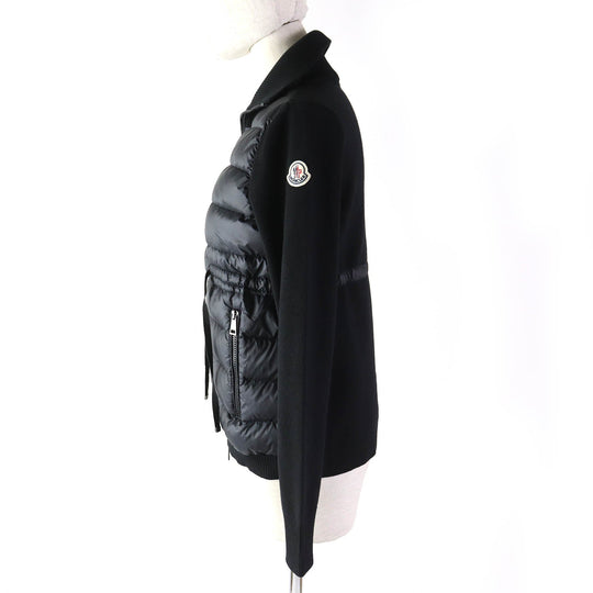 MONCLER Down jacket Main: 100% wool, Filling: 90% down, Filling: 10% feather, Front body (outer material): 100% nylon, Front body (lining): 100% nylon black CARDIGAN Women XS Used Authentic