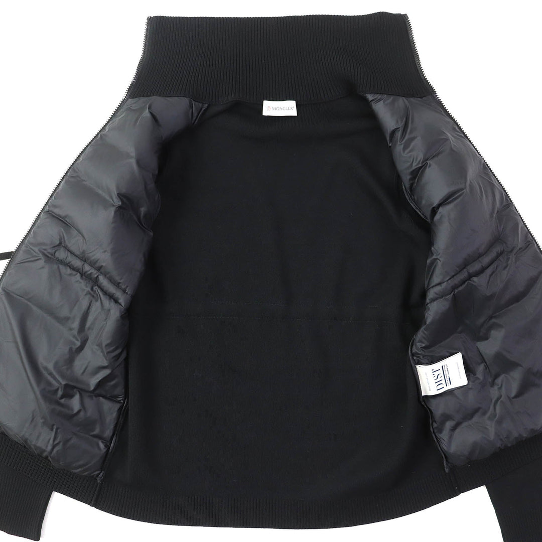 MONCLER Down jacket Main: 100% wool, Filling: 90% down, Filling: 10% feather, Front body (outer material): 100% nylon, Front body (lining): 100% nylon black CARDIGAN Women XS Used Authentic