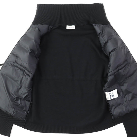 MONCLER Down jacket Main: 100% wool, Filling: 90% down, Filling: 10% feather, Front body (outer material): 100% nylon, Front body (lining): 100% nylon black CARDIGAN Women XS Used Authentic