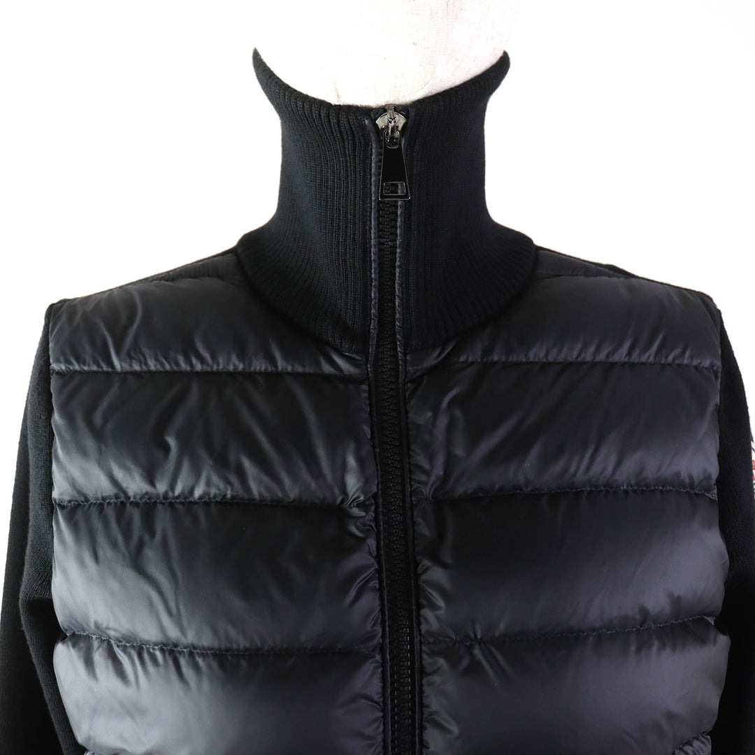 MONCLER Down jacket Main: 100% wool, Filling: 90% down, Filling: 10% feather, Front body (outer material): 100% nylon, Front body (lining): 100% nylon black CARDIGAN Women XS Used Authentic
