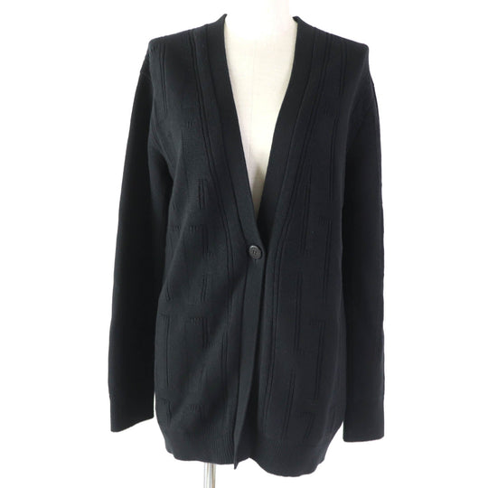 HERMES cardigan Main: 100% wool black Women 34 Used Authentic