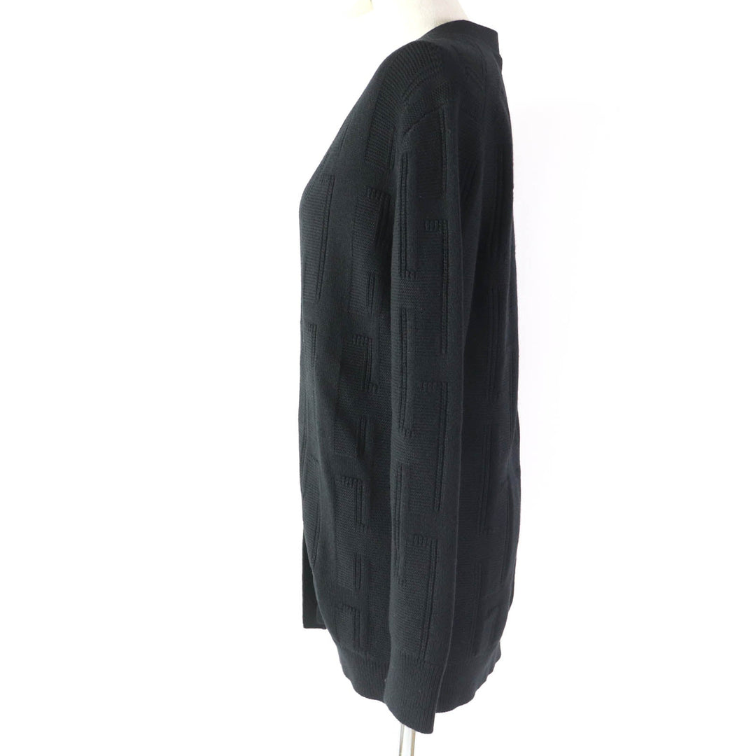 HERMES cardigan Main: 100% wool black Women 34 Used Authentic