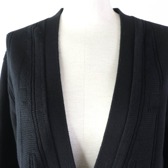 HERMES cardigan Main: 100% wool black Women 34 Used Authentic