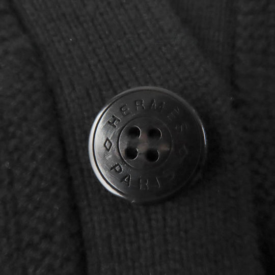 HERMES cardigan Main: 100% wool black Women 34 Used Authentic