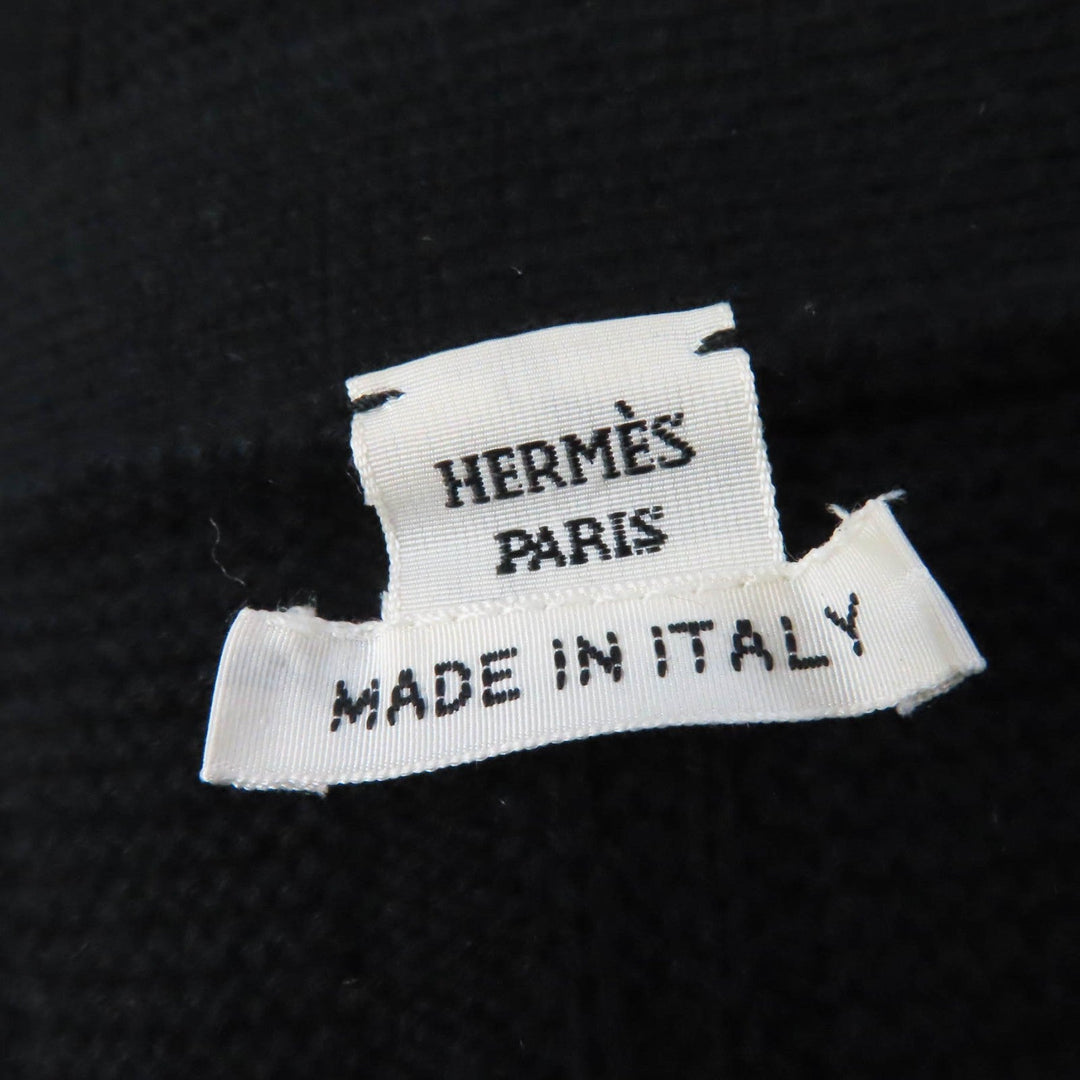 HERMES cardigan Main: 100% wool black Women 34 Used Authentic