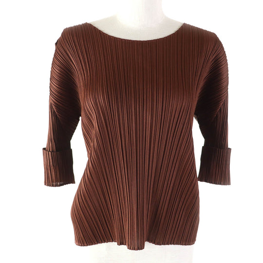 PLEATS PLEASE Cut PP91-JK205 Main: 100% polyester Brown Women 3 Used Authentic