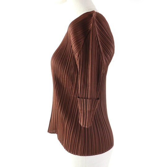 PLEATS PLEASE Cut PP91-JK205 Main: 100% polyester Brown Women 3 Used Authentic