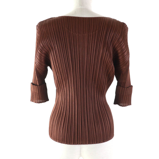 PLEATS PLEASE Cut PP91-JK205 Main: 100% polyester Brown Women 3 Used Authentic