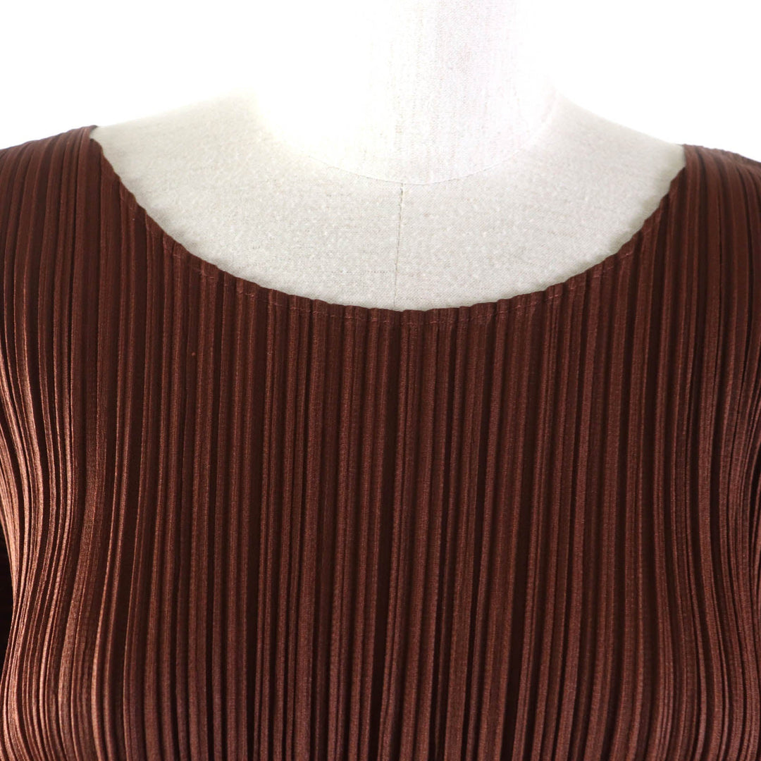 PLEATS PLEASE Cut PP91-JK205 Main: 100% polyester Brown Women 3 Used Authentic