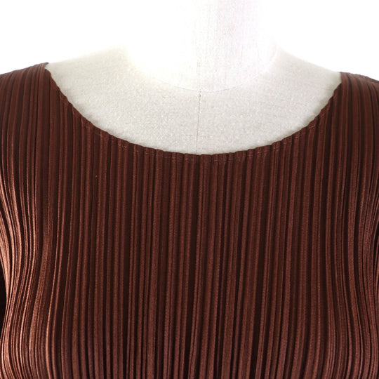 PLEATS PLEASE Cut PP91-JK205 Main: 100% polyester Brown Women 3 Used Authentic