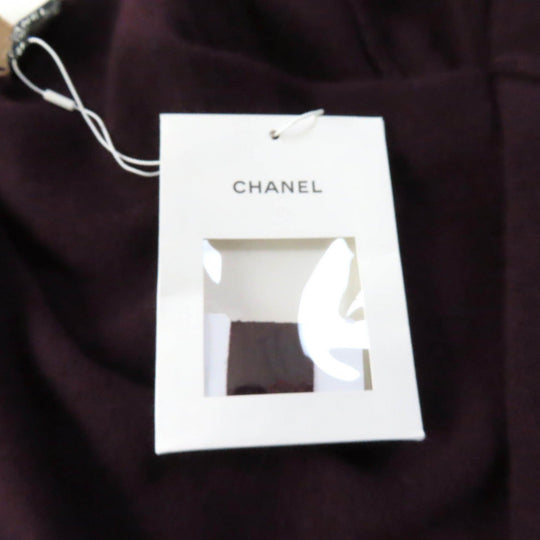 CHANEL cardigan 17A P57065 Main: 98% cashmere, Main: 2% polyester PLUM/GOLDEN BEIGE Women 38 Used Authentic