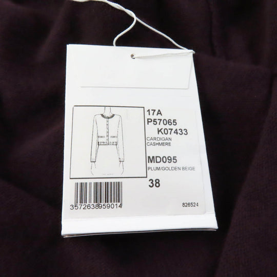 CHANEL cardigan 17A P57065 Main: 98% cashmere, Main: 2% polyester PLUM/GOLDEN BEIGE Women 38 Used Authentic
