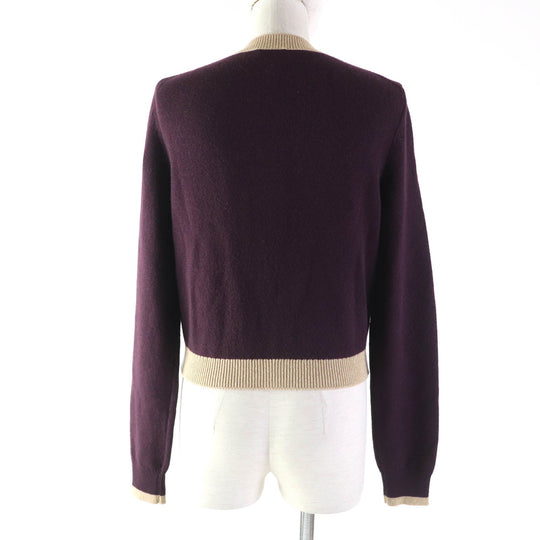 CHANEL cardigan 17A P57065 Main: 98% cashmere, Main: 2% polyester PLUM/GOLDEN BEIGE Women 38 Used Authentic