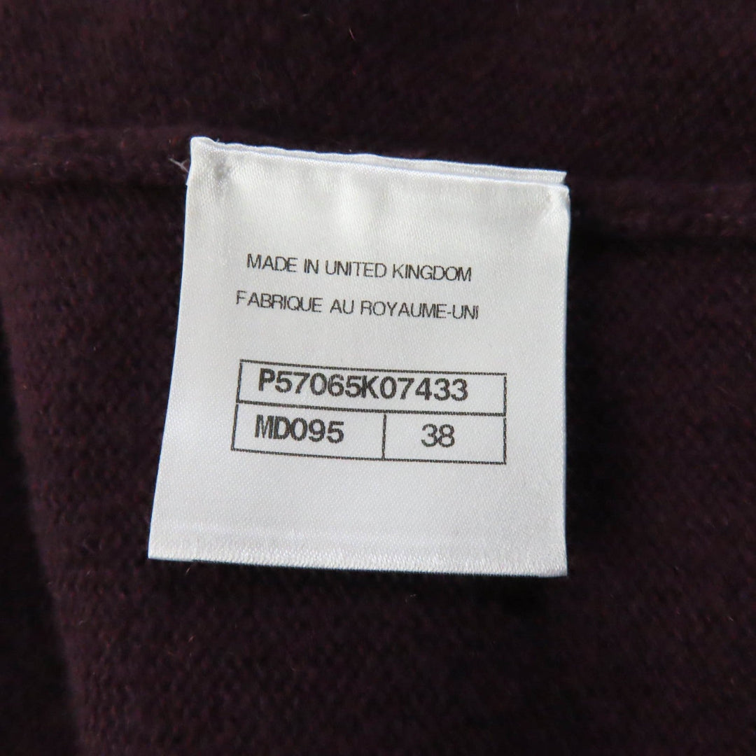 CHANEL cardigan 17A P57065 Main: 98% cashmere, Main: 2% polyester PLUM/GOLDEN BEIGE Women 38 Used Authentic