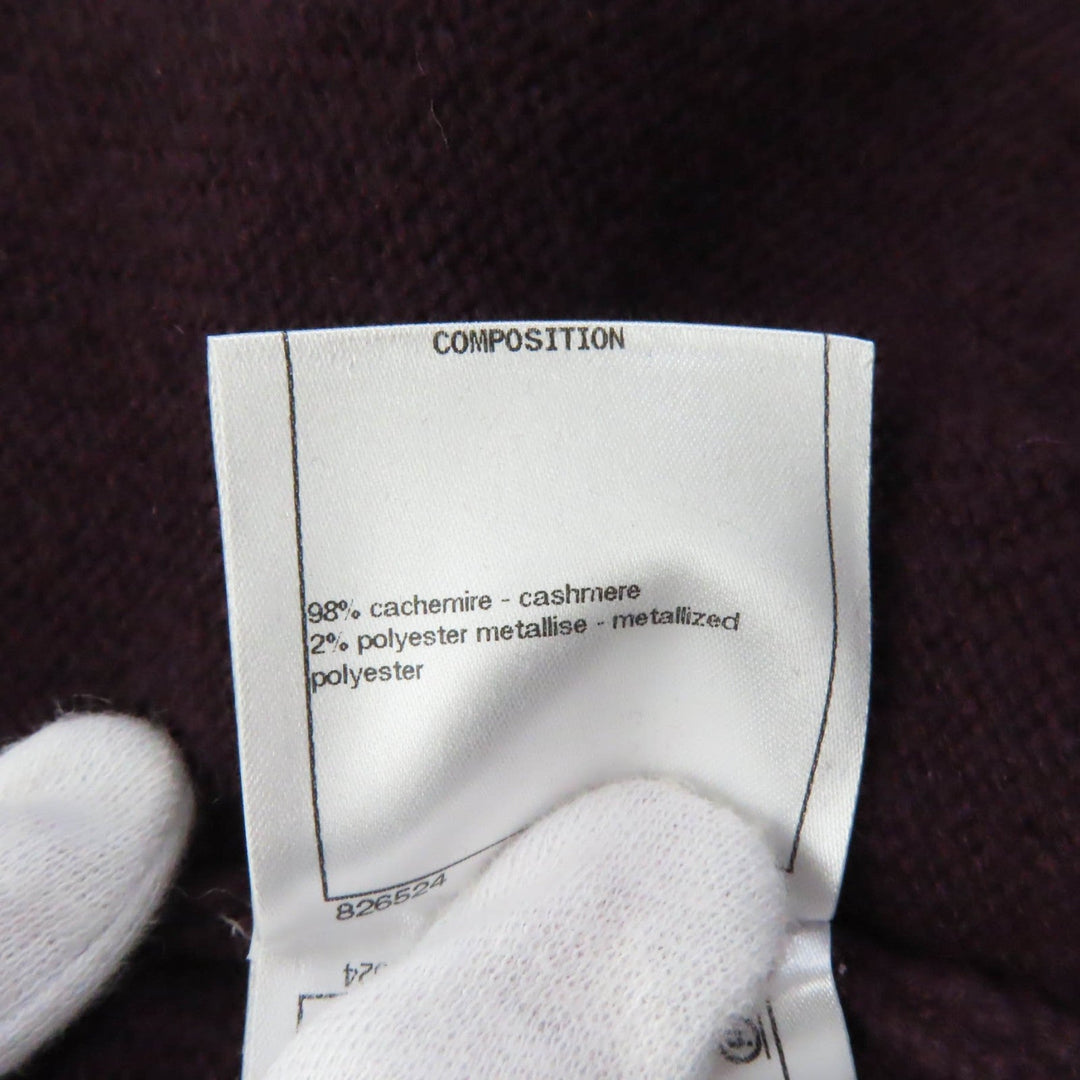 CHANEL cardigan 17A P57065 Main: 98% cashmere, Main: 2% polyester PLUM/GOLDEN BEIGE Women 38 Used Authentic