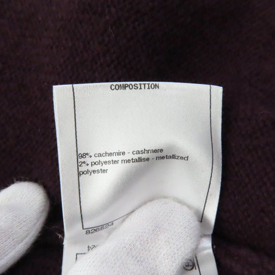 CHANEL cardigan 17A P57065 Main: 98% cashmere, Main: 2% polyester PLUM/GOLDEN BEIGE Women 38 Used Authentic