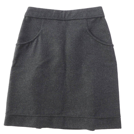CHANEL skirt 11A P41836 Outer: 60% wool, Outer: 38% angora, Outer: 1% polyurethane, Outer: 1% nylon, Lining: 100% silk Dark gray Women 36 Used Authentic