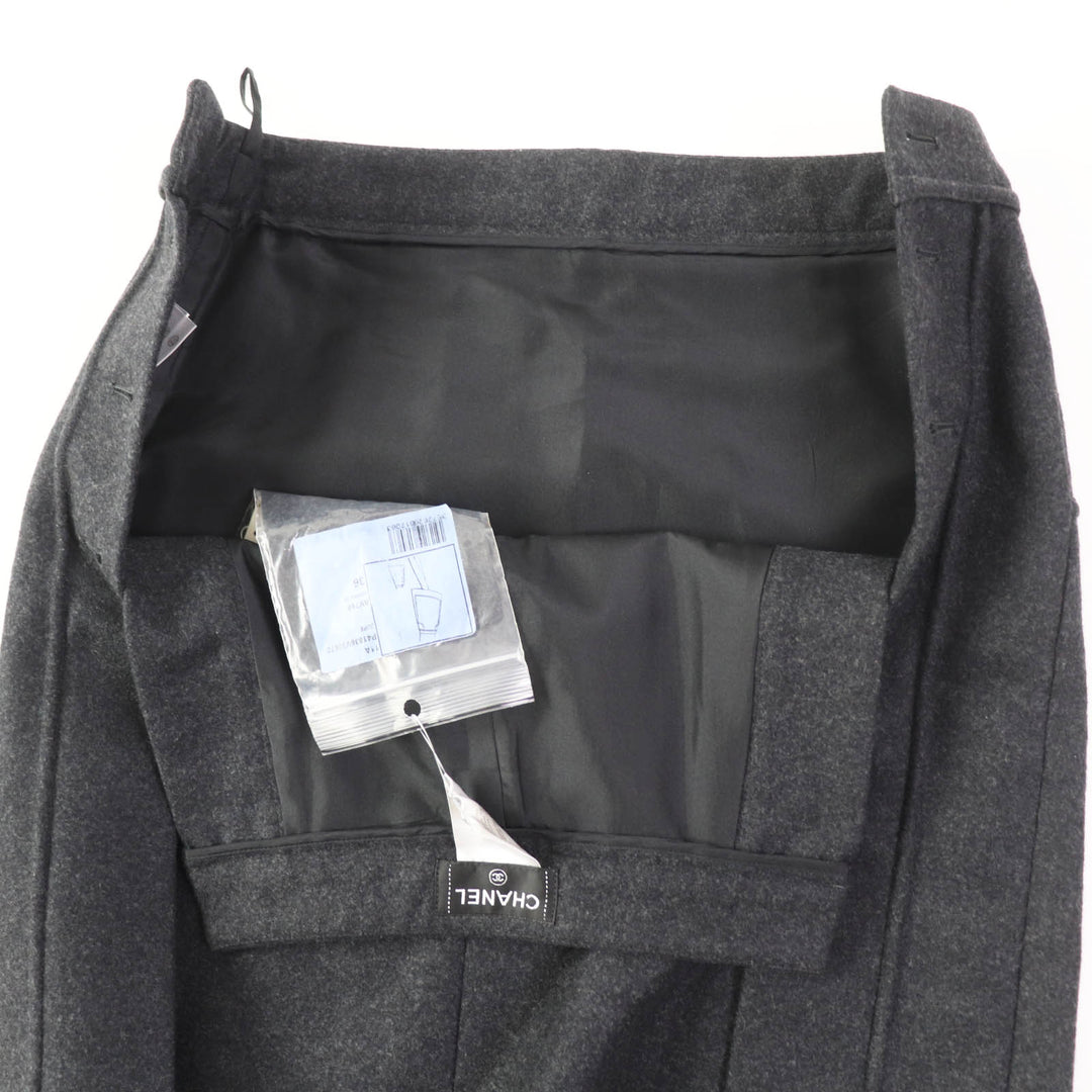 CHANEL skirt 11A P41836 Outer: 60% wool, Outer: 38% angora, Outer: 1% polyurethane, Outer: 1% nylon, Lining: 100% silk Dark gray Women 36 Used Authentic