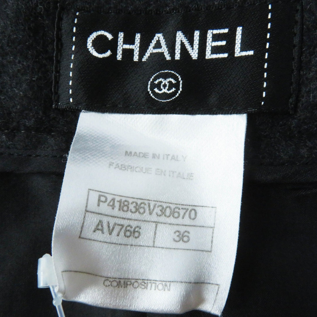 CHANEL skirt 11A P41836 Outer: 60% wool, Outer: 38% angora, Outer: 1% polyurethane, Outer: 1% nylon, Lining: 100% silk Dark gray Women 36 Used Authentic