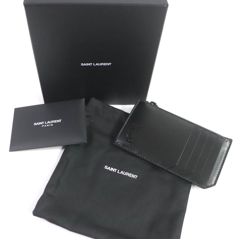 SAINT LAURENT PARIS Coin case 629899 Main: Leather black mens Used Authentic
