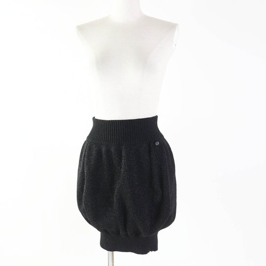 CHANEL skirt 08A P33467 Outer: 57% acetate, 22% nylon, 17% polyester, 4% polyurethane; Lining: 100% nylon Black Silver type Women 36 Used Authentic