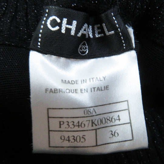 CHANEL skirt 08A P33467 Outer: 57% acetate, 22% nylon, 17% polyester, 4% polyurethane; Lining: 100% nylon Black Silver type Women 36 Used Authentic