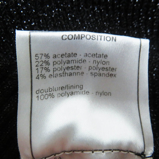 CHANEL skirt 08A P33467 Outer: 57% acetate, 22% nylon, 17% polyester, 4% polyurethane; Lining: 100% nylon Black Silver type Women 36 Used Authentic
