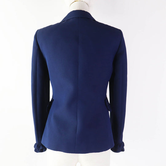 GUCCI 432417 Outer: 51% wool, Outer: 49% silk, Lining: 71% acetate, Lining: 29% silk, Sleeve lining: 100% rayon Navy Women 38 Used Authentic