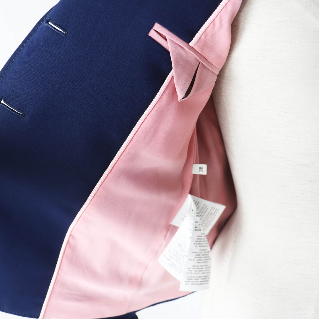 GUCCI 432417 Outer: 51% wool, Outer: 49% silk, Lining: 71% acetate, Lining: 29% silk, Sleeve lining: 100% rayon Navy Women 38 Used Authentic