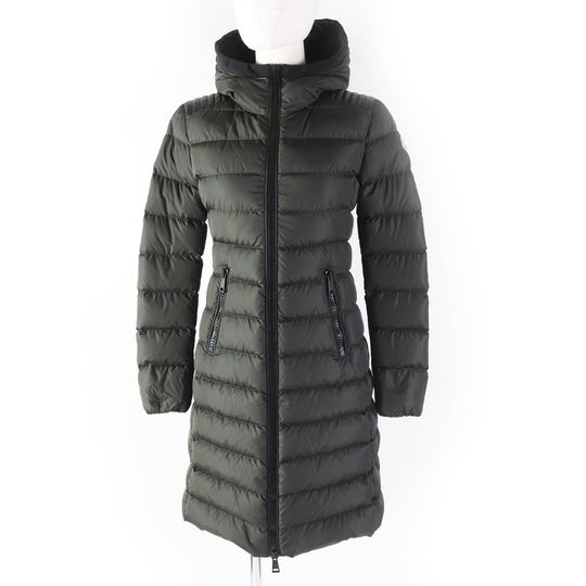 MONCLER down coat Outer: 100% nylon, Lining: 100% nylon, Filling: 90% down, Filling: 10% feather, Hood lining: 100% nylon, Other fabric: 81% nylon, 19% polyurethane, Other fabric: sheep leather Dark khaki TALEVE Talev Women 00 Used Authentic