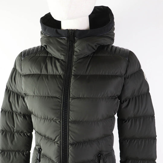 MONCLER down coat Outer: 100% nylon, Lining: 100% nylon, Filling: 90% down, Filling: 10% feather, Hood lining: 100% nylon, Other fabric: 81% nylon, 19% polyurethane, Other fabric: sheep leather Dark khaki TALEVE Talev Women 00 Used Authentic