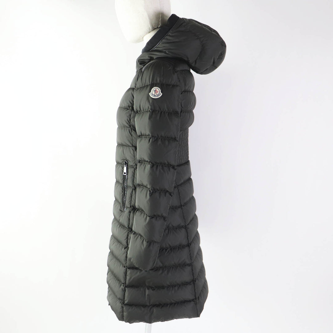 MONCLER down coat Outer: 100% nylon, Lining: 100% nylon, Filling: 90% down, Filling: 10% feather, Hood lining: 100% nylon, Other fabric: 81% nylon, 19% polyurethane, Other fabric: sheep leather Dark khaki TALEVE Talev Women 00 Used Authentic