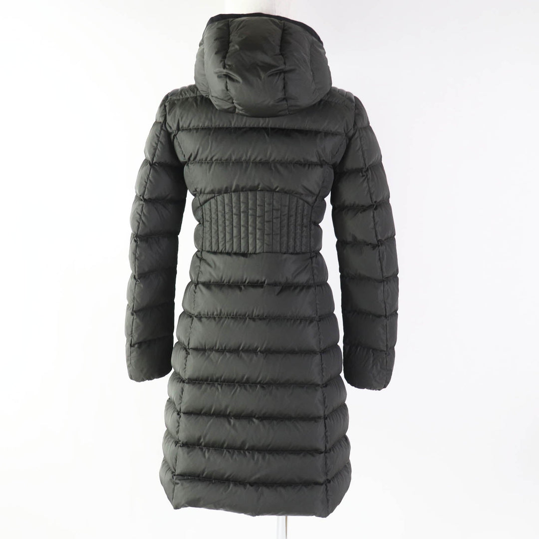 MONCLER down coat Outer: 100% nylon, Lining: 100% nylon, Filling: 90% down, Filling: 10% feather, Hood lining: 100% nylon, Other fabric: 81% nylon, 19% polyurethane, Other fabric: sheep leather Dark khaki TALEVE Talev Women 00 Used Authentic