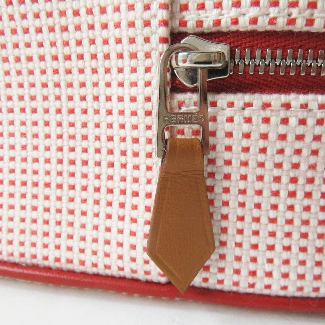 HERMES Cosmetics Pouch 100% cotton Other: 92% cotton, 8% polyurethane Orange red Escal Women Used Authentic