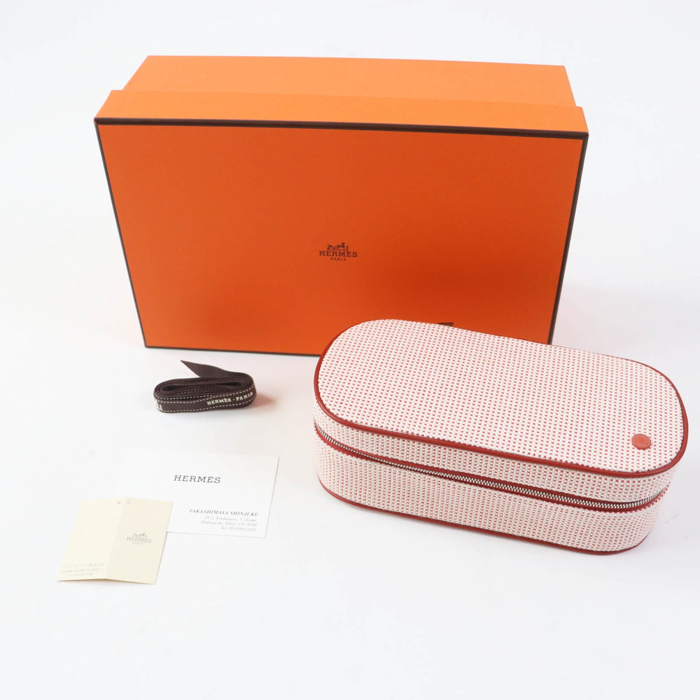 HERMES Cosmetics Pouch 100% cotton Other: 92% cotton, 8% polyurethane Orange red Escal Women Used Authentic