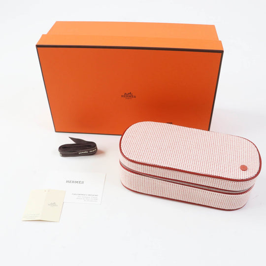 HERMES Cosmetics Pouch 100% cotton Other: 92% cotton, 8% polyurethane Orange red Escal Women Used Authentic