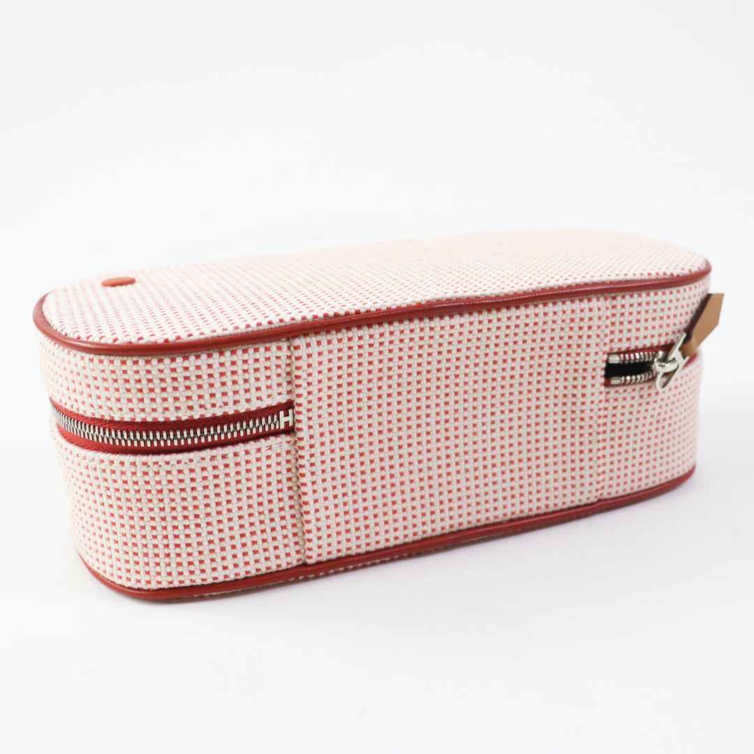 HERMES Cosmetics Pouch 100% cotton Other: 92% cotton, 8% polyurethane Orange red Escal Women Used Authentic