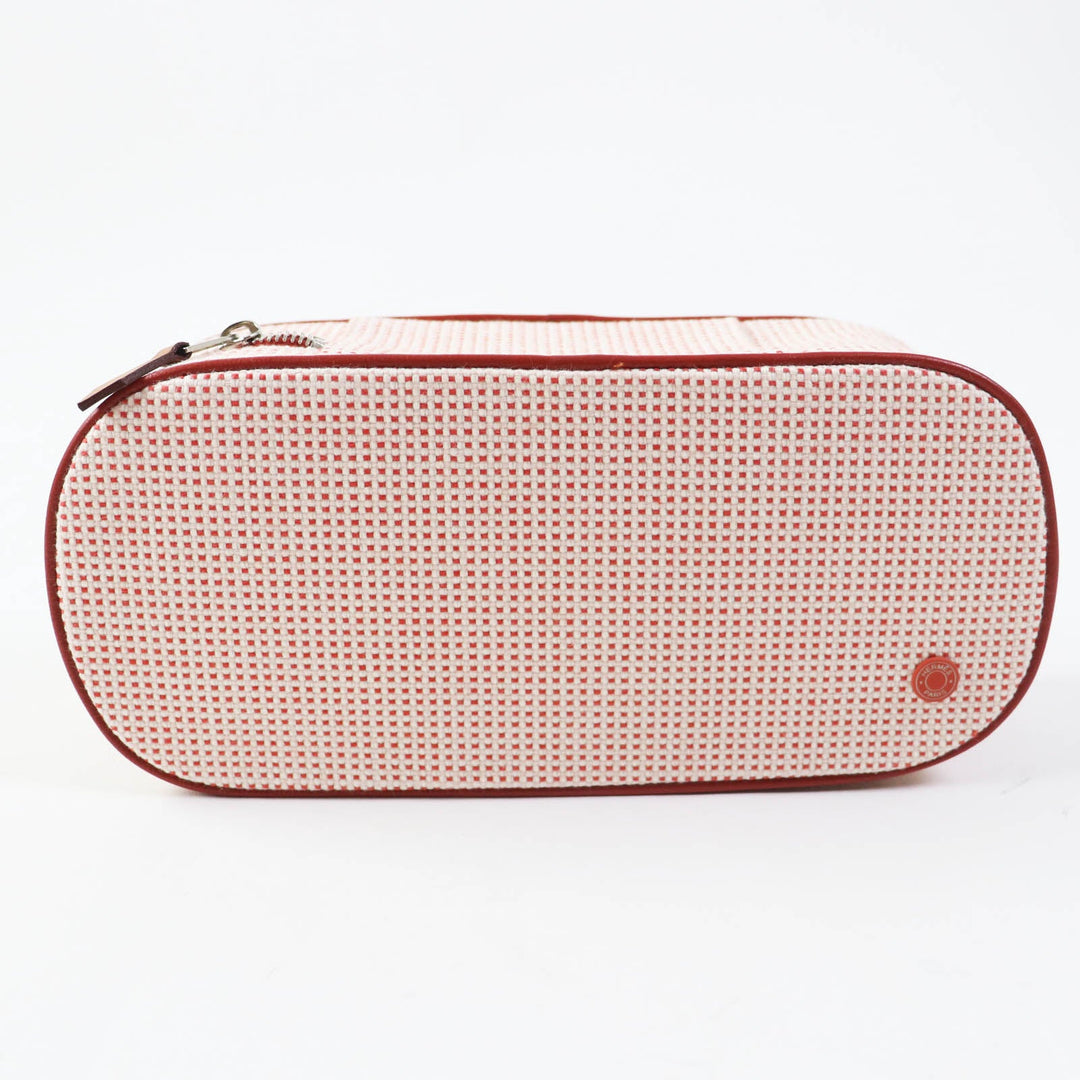HERMES Cosmetics Pouch 100% cotton Other: 92% cotton, 8% polyurethane Orange red Escal Women Used Authentic