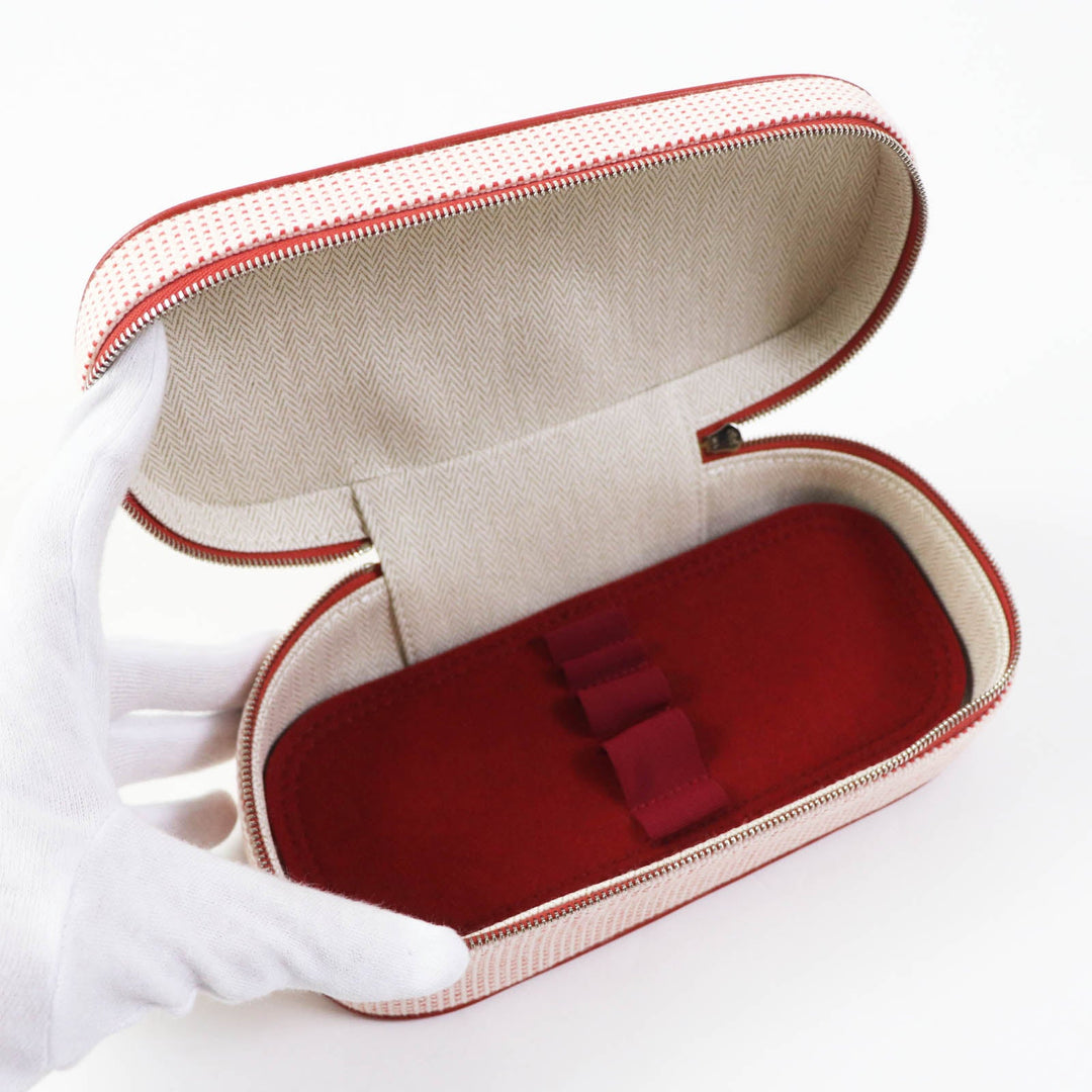 HERMES Cosmetics Pouch 100% cotton Other: 92% cotton, 8% polyurethane Orange red Escal Women Used Authentic